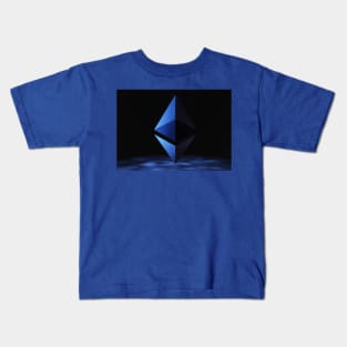 Ethereum logo ina dark backdrop, cryptocurrency Kids T-Shirt